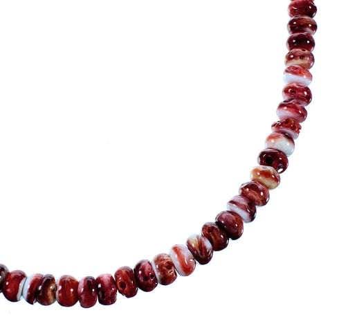 Southwest Sterling Silver Red Oyster Shell Bead Necklace SX106663